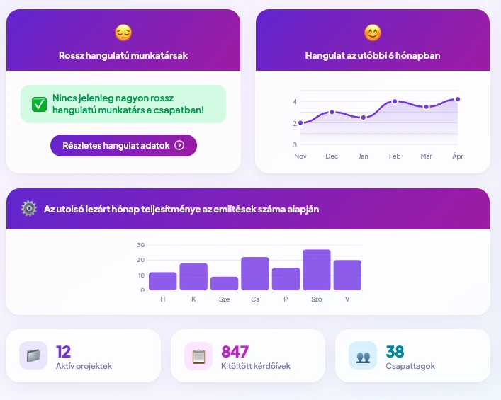 MyPro Analytics HR rendszer felülete