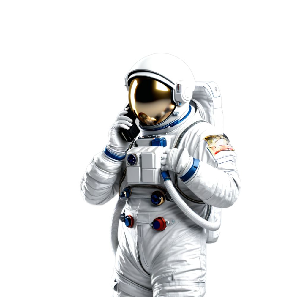 astonaut-movile Egy asztronauta mobiltelefonon beszél